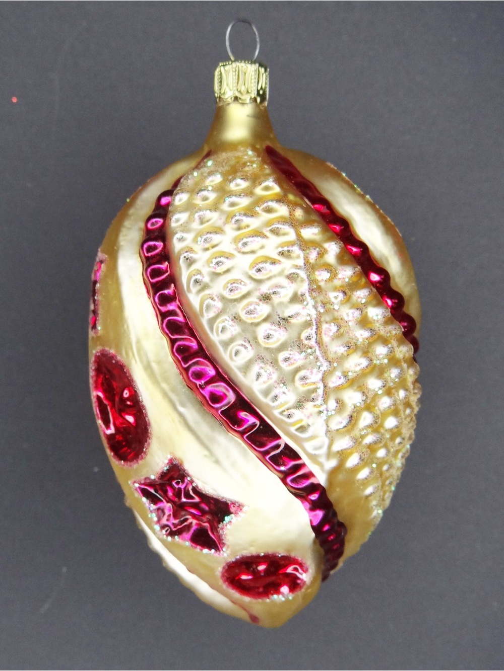 CHRISTOPHER RADKO STAR RIBBON ORNAMENT GOLD AND RED 6" 93-317-1